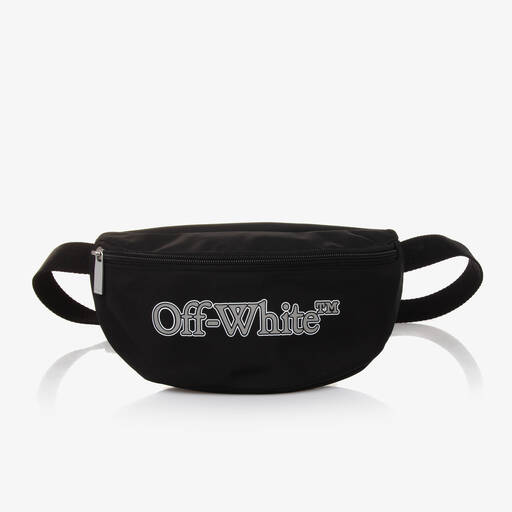 Off-White-Boys Black Bookish Logo Belt Bag (23cm) | Childrensalon