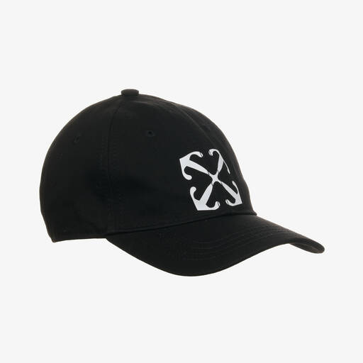 Off-White-Boys Black Cotton Cap | Childrensalon