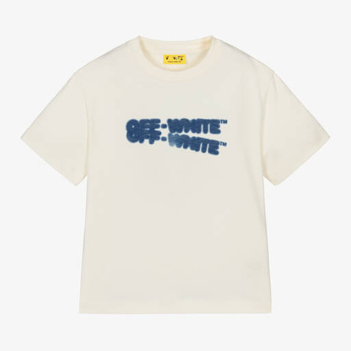 Off-White-Boys Ivory Cotton Arrow T-Shirt | Childrensalon