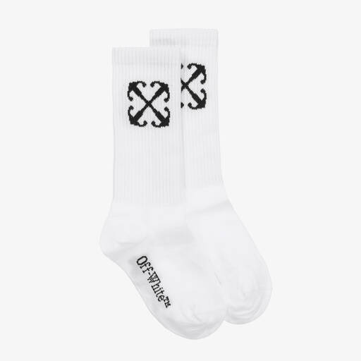 Off-White-Boys White Cotton Arrow Socks | Childrensalon