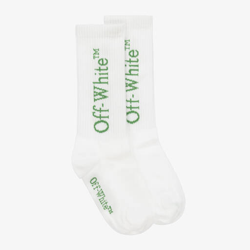 Off-White-Boys White Graphic Organic Cotton Socks | Childrensalon