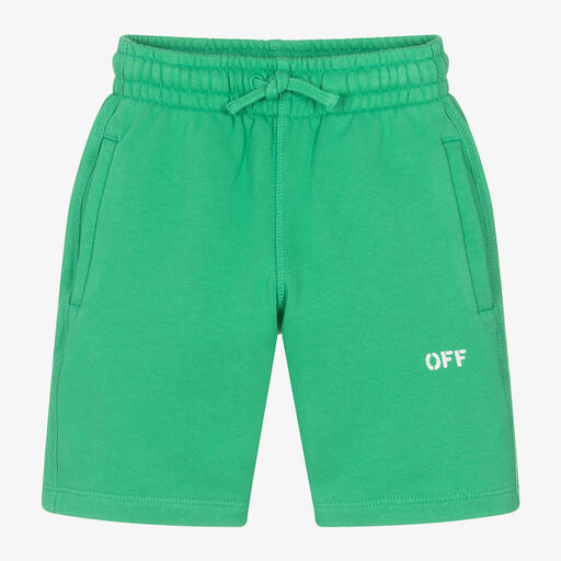 Off-White-Зеленые шорты из хлопкового джерси | Childrensalon