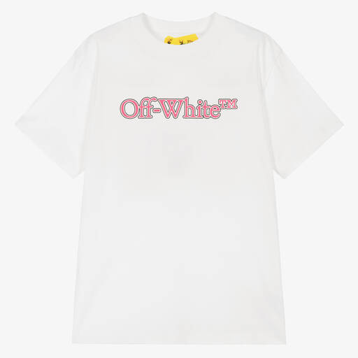 Off-White-Teen Girls White Cotton T-Shirt | Childrensalon