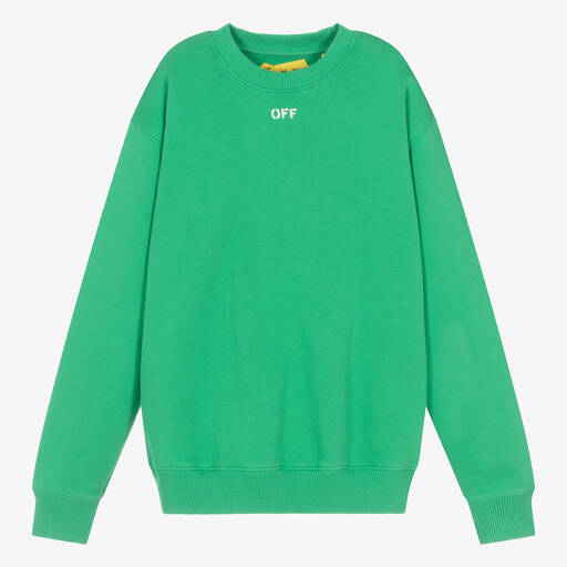 Off-White-Teen Green Cotton Sweatshirt | Childrensalon