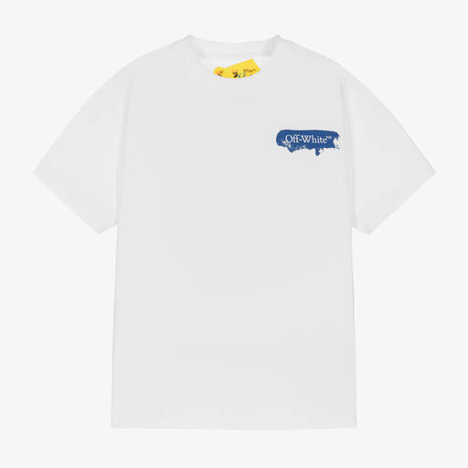 Off-White-White Cotton T-Shirt | Childrensalon