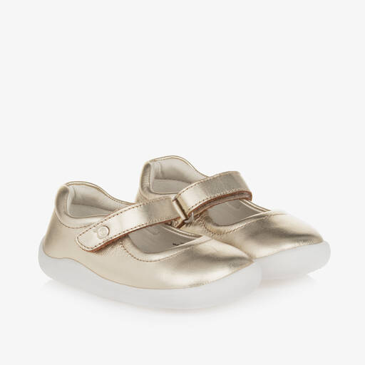 Old Soles-حذاء أطفال بناتي جلد لون ذهبي لبدء المشي | Childrensalon
