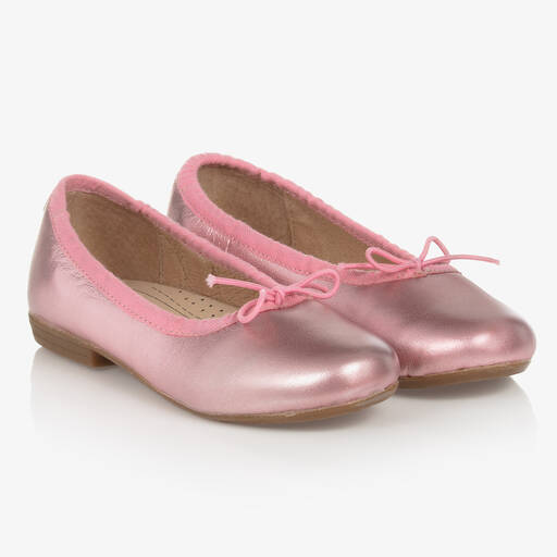 Old Soles-Girls Metallic Pink Leather Ballerina Flats | Childrensalon