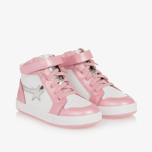 Old Soles-Girls Pink Leather High-Top Trainers | Childrensalon