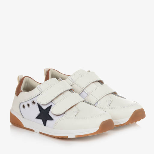 Old Soles-White & Brown Leather Star Trainers | Childrensalon