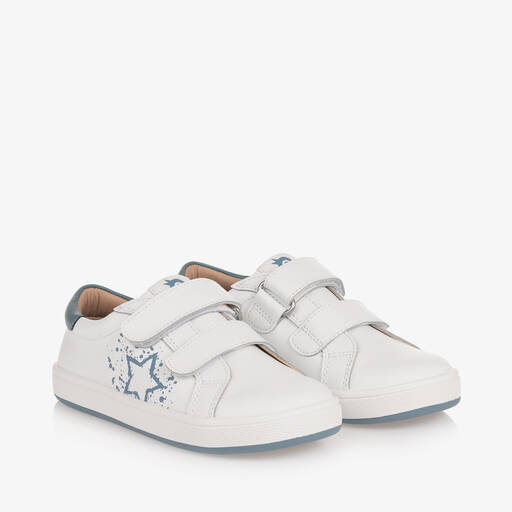 Old Soles-White Leather Velcro Trainers | Childrensalon