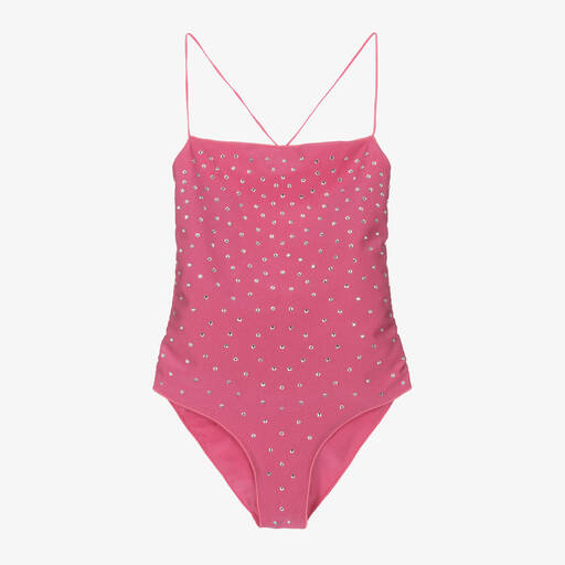 Oséree-Girls Pink Diamanté Swimsuit | Childrensalon