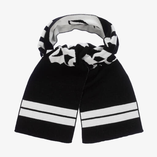 Palm Angels-Black & White Knitted Scarf | Childrensalon