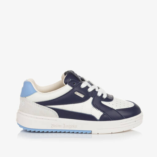 Palm Angels-Boys White & Blue Leather Trainers | Childrensalon