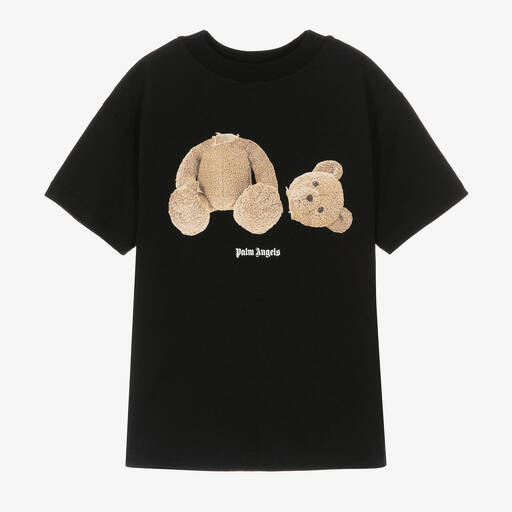 Palm Angels-Teen Black Cotton Bear T-Shirt | Childrensalon