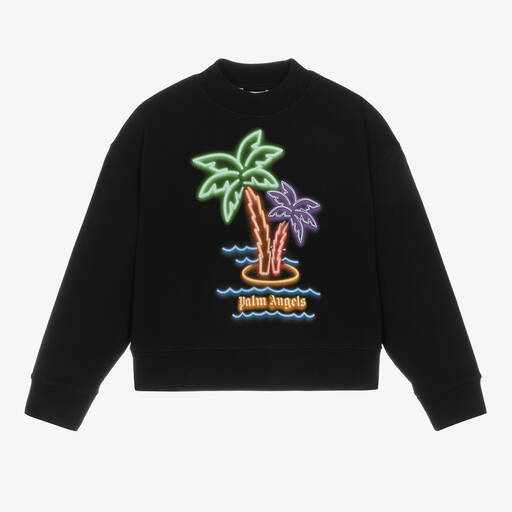 Palm Angels-Teen Black Cotton Palm Tree Sweatshirt | Childrensalon