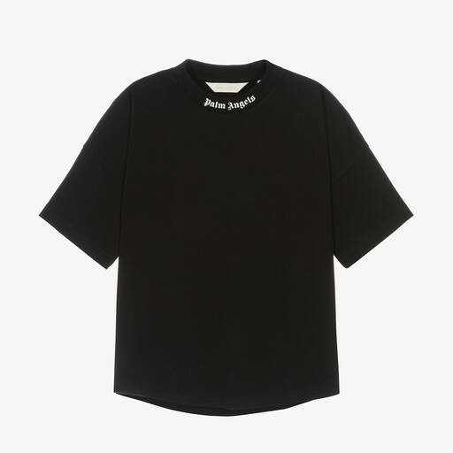 Palm Angels-Teen Black Cotton T-Shirt | Childrensalon