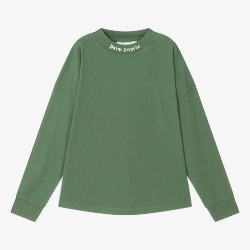 Palm Angels-Teen Boys Green Cotton Top | Childrensalon