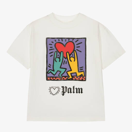 Palm Angels-Teen Girls Ivory Keith Haring T-Shirt | Childrensalon