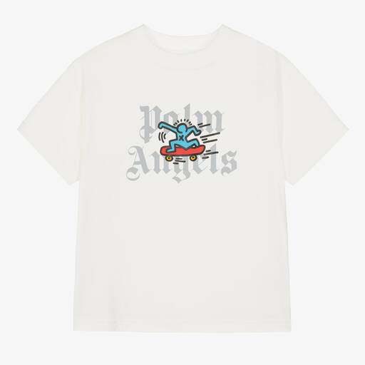 Palm Angels-Teen Ivory Cotton Keith Haring T-Shirt | Childrensalon