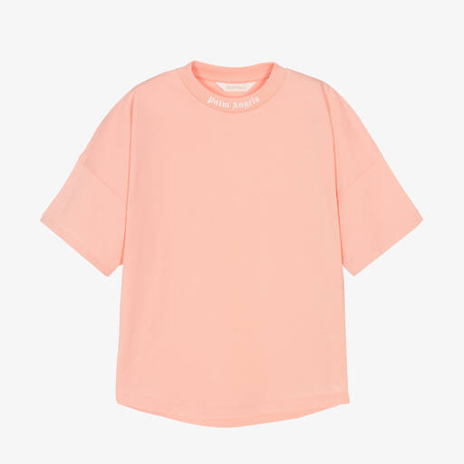 Palm Angels-T-shirt rose pâle en coton ado | Childrensalon
