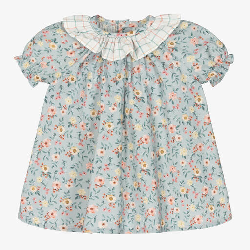 Paloma de la O-Baby Girls Blue Floral Dress | Childrensalon