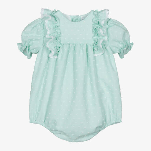 Paloma de la O-Baby Girls Green Plumeti Cotton Shortie | Childrensalon