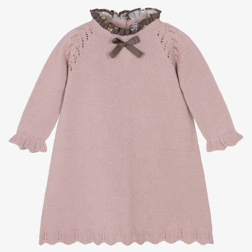 Paloma de la O-Baby Girls Pink Knitted Dress | Childrensalon