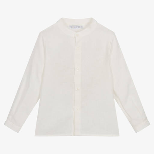 Paloma de la O-Boys Ivory Linen & Cotton Shirt | Childrensalon