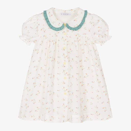 Paloma de la O-Girls Ivory Floral Cotton Dress | Childrensalon