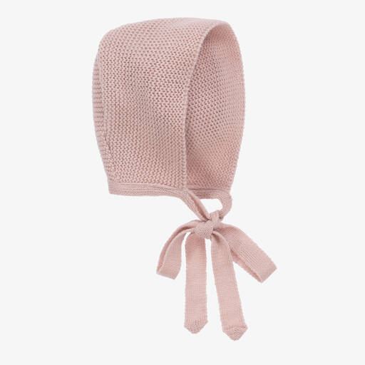 Paloma de la O-Girls Pink Knitted Bonnet | Childrensalon