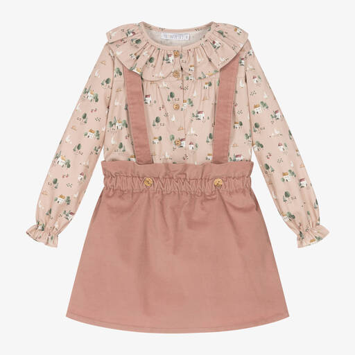 Paloma de la O-Girls Pink Velvet Skirt Set  | Childrensalon