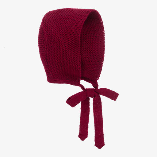 Paloma de la O-Red Knitted Bonnet | Childrensalon