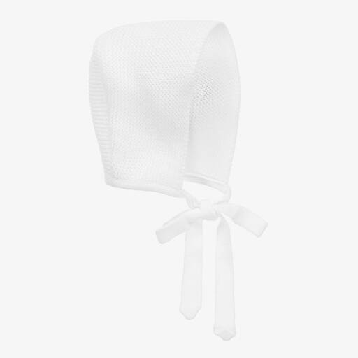 Paloma de la O-White Knitted Bonnet | Childrensalon