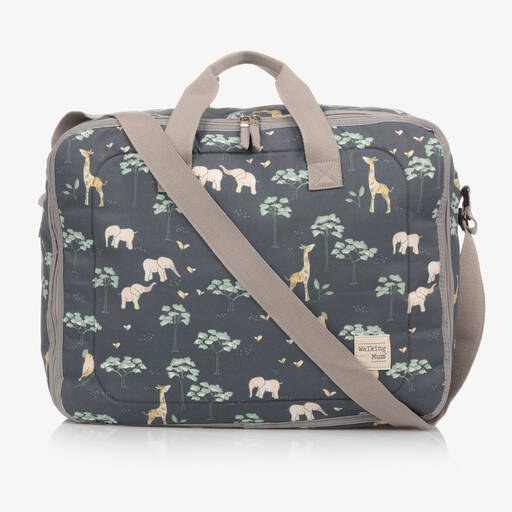 Pasito a Pasito Walking Mum-Blue & Grey Jungle Print Suitcase (49cm) | Childrensalon
