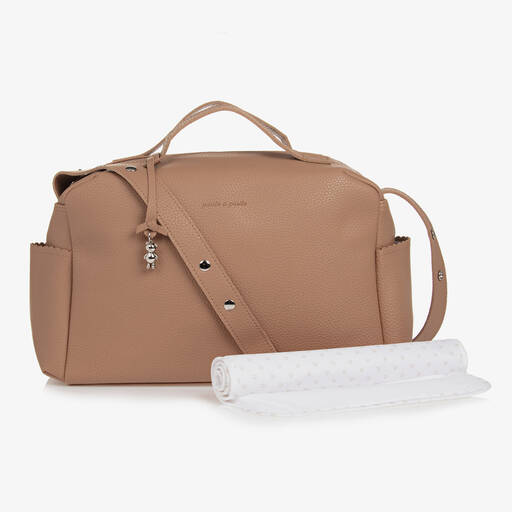 Pasito a Pasito-Brown Faux Leather Changing Bag (35cm) | Childrensalon