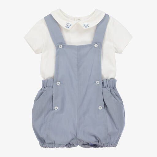 Patachou-Кремовая рубашка и голубые шорты из хлопка для малышей | Childrensalon