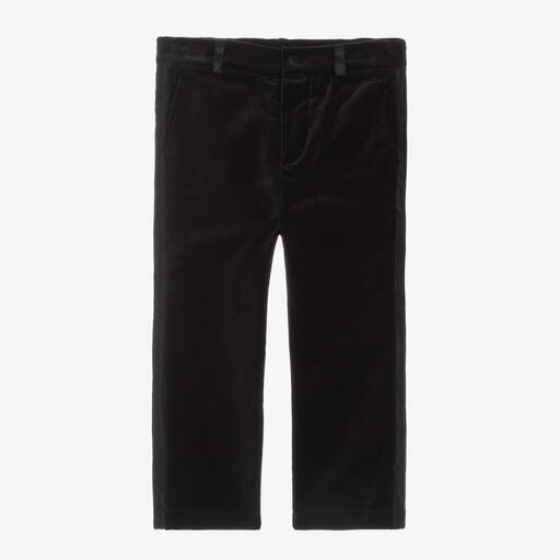 Patachou-Boys Black Cotton Velvet Trousers | Childrensalon