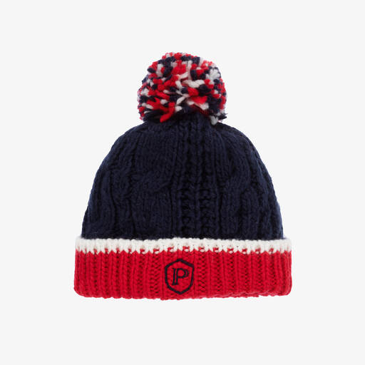 Patachou- قبعة محبوك لون أحمر وكحلي للأولاد | Childrensalon