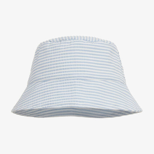 Patachou-Boys Blue Striped Anchor Hat | Childrensalon