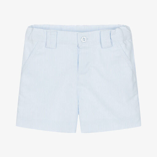 Patachou-Boys Blue & White Striped Cotton Shorts | Childrensalon