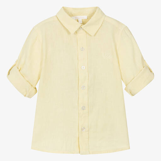 Patachou-Boys Pastel Yellow Linen & Cotton Shirt | Childrensalon