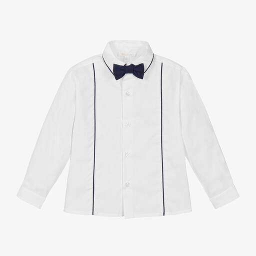 Patachou-Boys White Cotton Bow Tie Shirt | Childrensalon