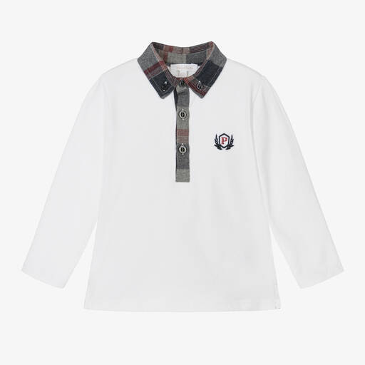 Patachou-Boys White Cotton Polo Shirt | Childrensalon