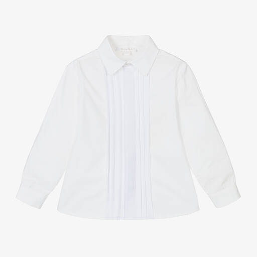 Patachou-Boys White Cotton Tuxedo Shirt | Childrensalon