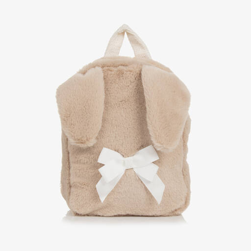 Patachou-Girls Beige Faux Fur Backpack (28cm) | Childrensalon