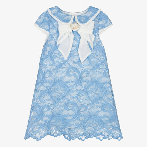 Patachou-Girls Blue Lace Dress | Childrensalon