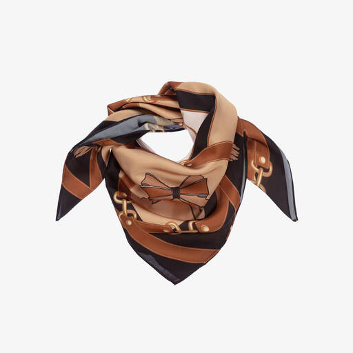 Patachou-Girls Brown Silky Scarf (68cm) | Childrensalon