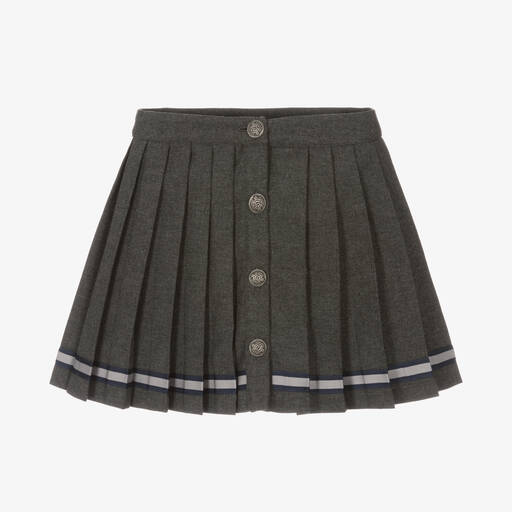 Patachou-Girls Grey Cotton Pleated Skirt | Childrensalon
