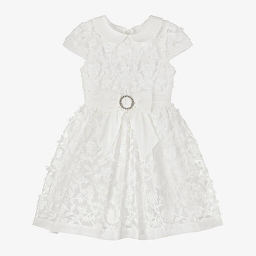 Patachou-Girls Ivory Embroidered Lace Dress | Childrensalon