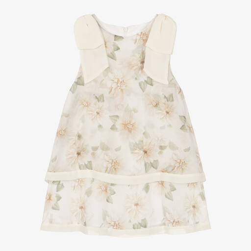 Patachou-Girls Ivory Floral Chiffon Dress | Childrensalon